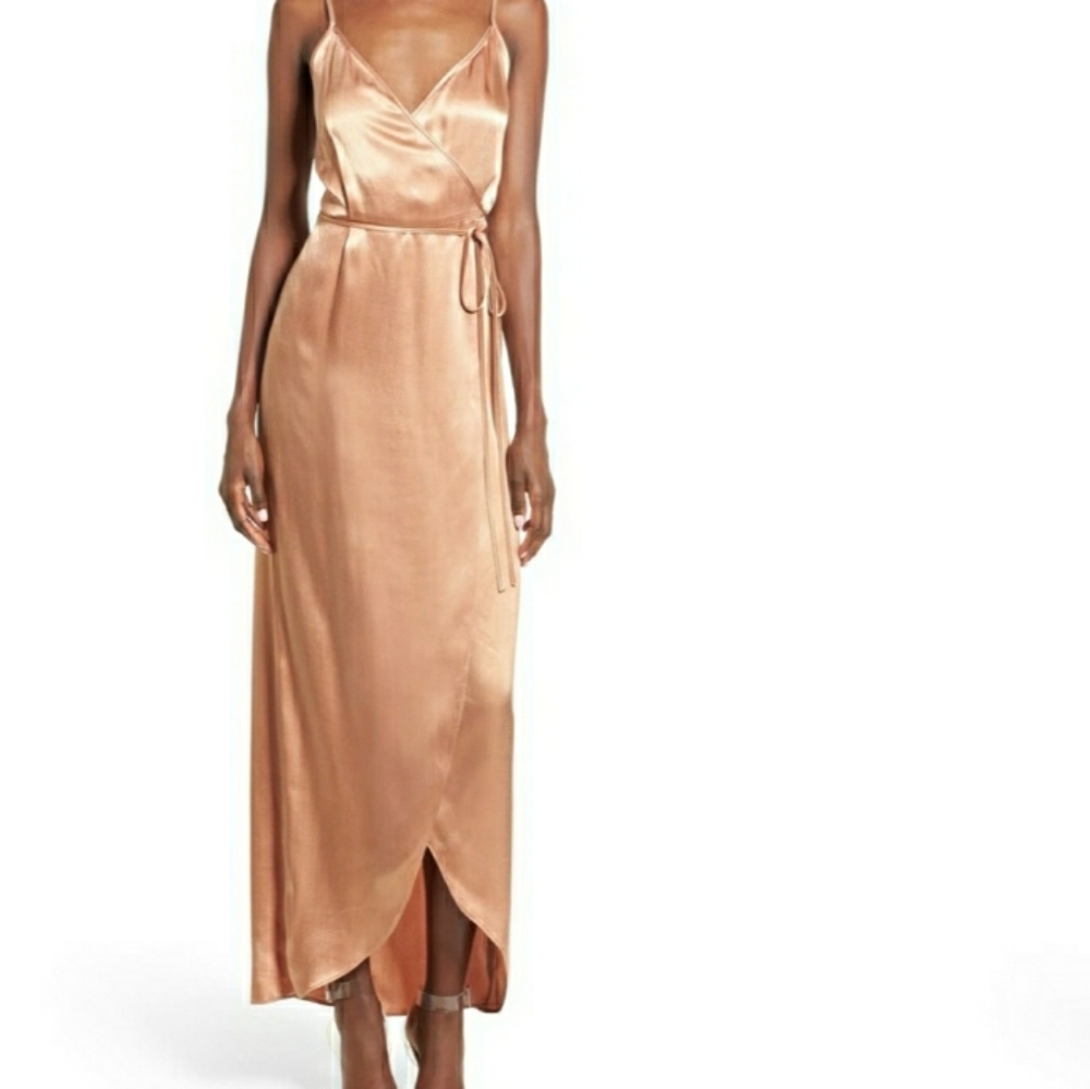 Wayf Gold Wrap Dress